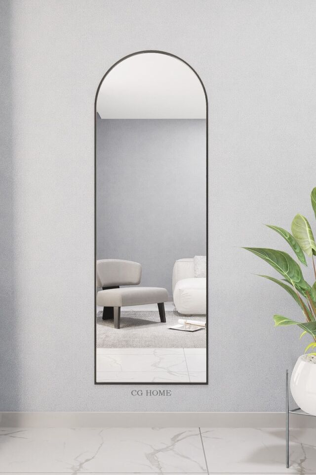 Dekoratif Ayna, Boy Aynası, Duvar Aynası, Çerçeveli Ayna 180x60 Si̇yah
