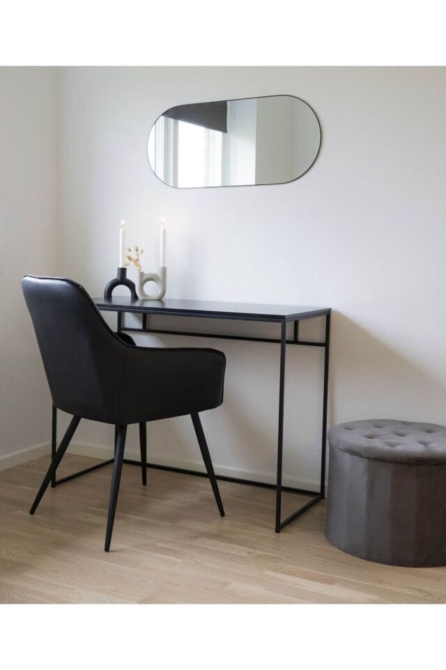 Model Alfa Dekoratif Ayna Duvar Aynası Konsol Aynası Boy Aynası Mdf 120cm X 50 Cm Elips Ayna Si̇yah