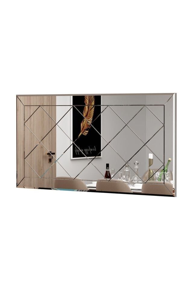 Baklava Desenli Bronz Bizoteli Salon Ofis Konsol Aynası Bronz Ayna 120cm X 60cm Bronz Ayna