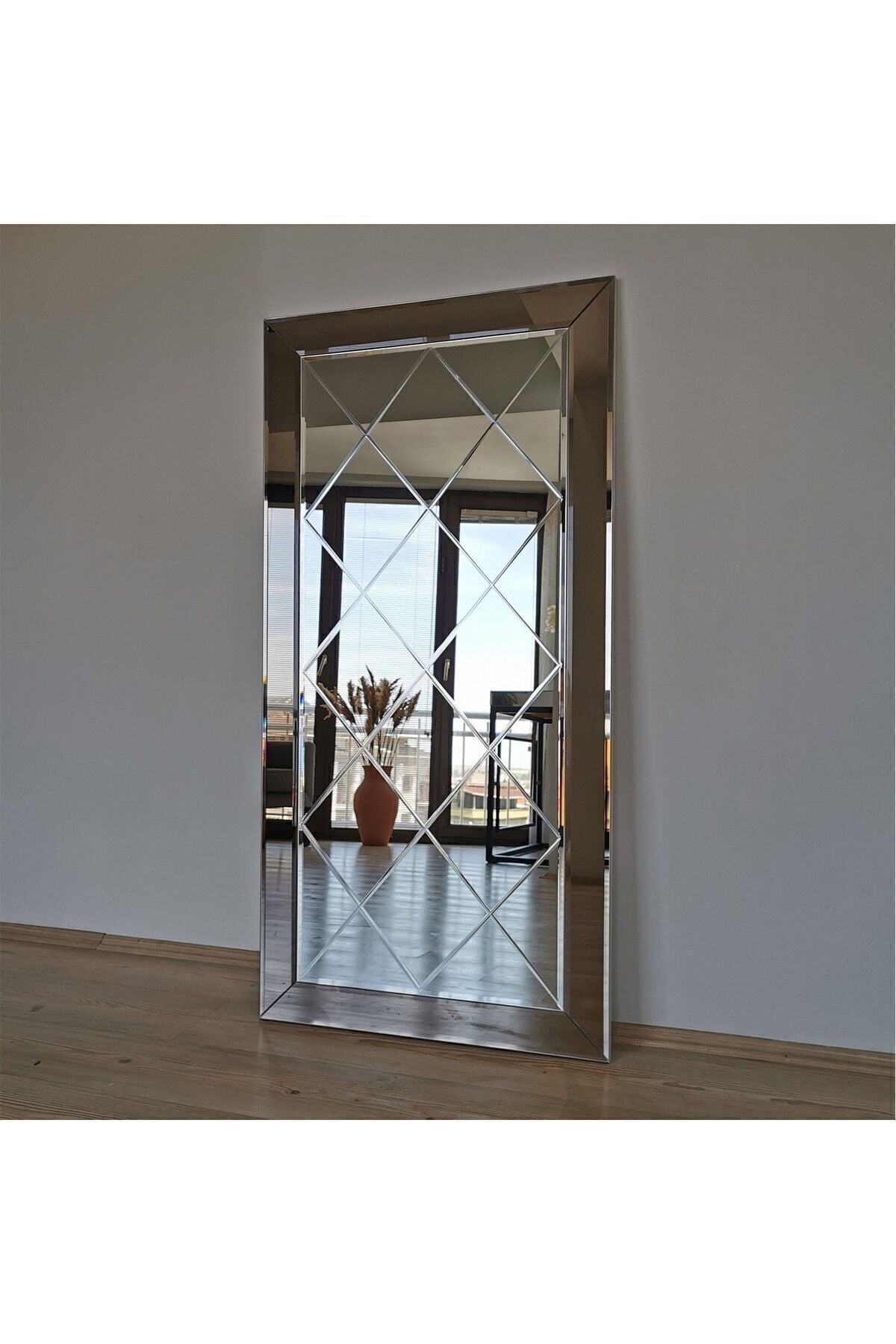 Baklava Desenli Bronz Bizoteli Salon Ofis Konsol Aynası Bronz Ayna 120cm X 60cm Bronz Ayna