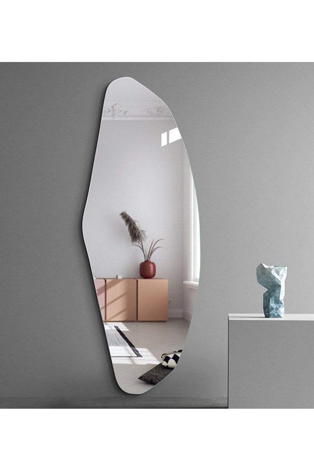 Soft Boy Aynası, Duvar Aynası 112cm X 50cm Gümüş