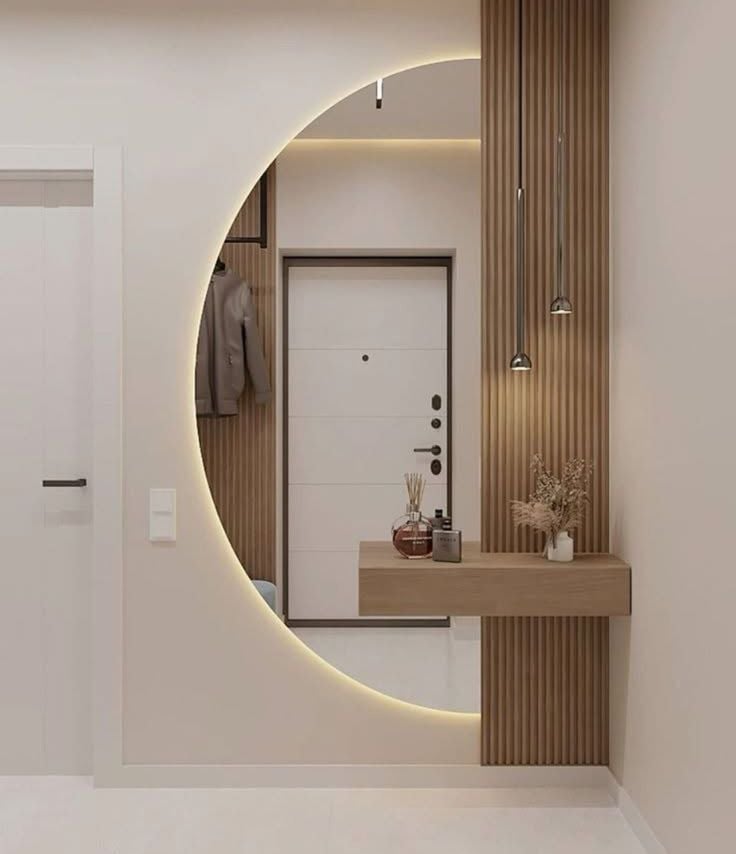 Ledli Ayna, Yarımay Ayna, Dekoratif Ayna, Duvar Aynası, Konsol Aynası, Holl Aynası, Günışığı Led