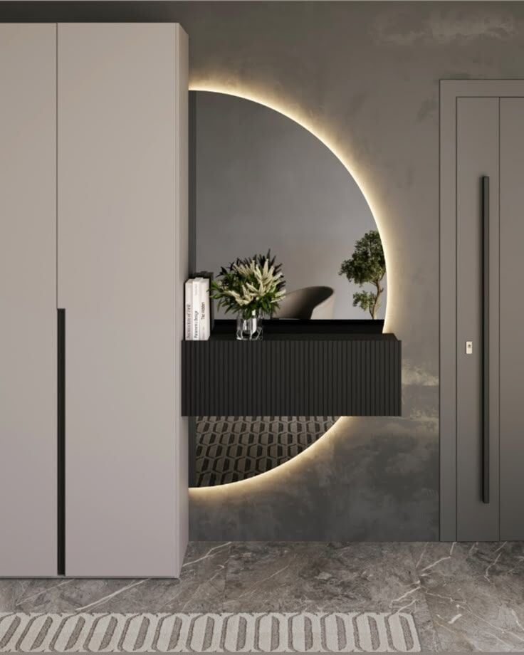 Ledli Ayna, Yarımay Ayna, Dekoratif Ayna, Duvar Aynası, Konsol Aynası, Holl Aynası, Günışığı Led