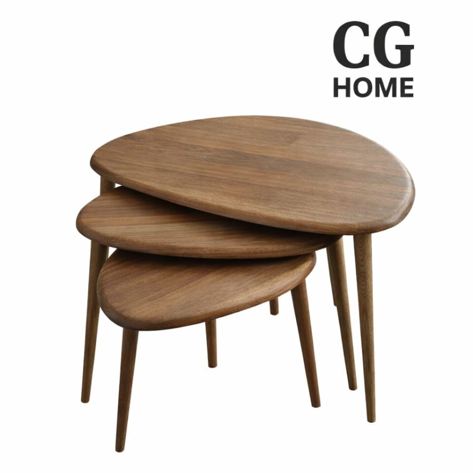 Damla Model İskandinav Masif Kayın 3’lü Zigon Sehpa | Doğal Kayın Panel | Vernikli | Modern Tasarım