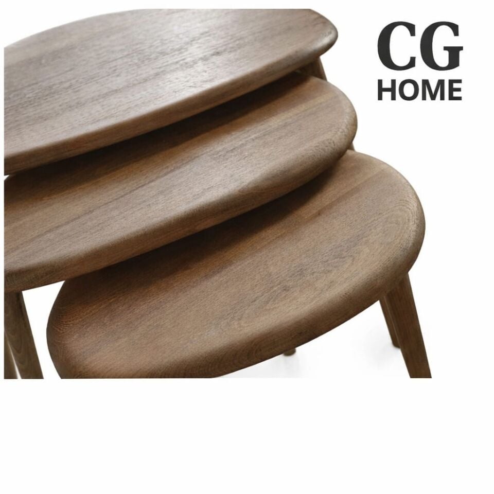 Damla Model İskandinav Masif Kayın 3’lü Zigon Sehpa | Doğal Kayın Panel | Vernikli | Modern Tasarım