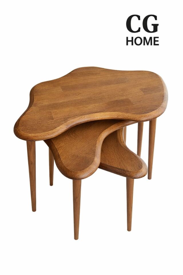 Liza Model İskandinav Masif Kayın 3’lü Zigon Sehpa | Doğal Kayın Panel | Vernikli | Modern Tasarım