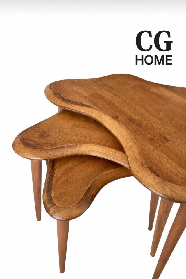 Liza Model İskandinav Masif Kayın 3’lü Zigon Sehpa | Doğal Kayın Panel | Vernikli | Modern Tasarım