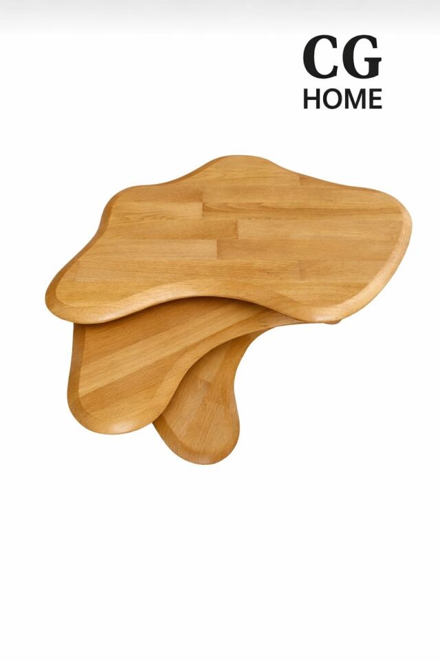 Liza Model İskandinav Masif Kayın 3’lü Zigon Sehpa | Doğal Kayın Panel | Vernikli | Modern Tasarım