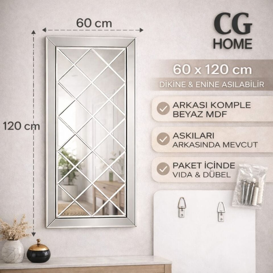 Dekoratif Ayna Baklava Desenli Ayna Bizoteli Ayna Salon Aynası Ofis Aynası Konsol Aynası