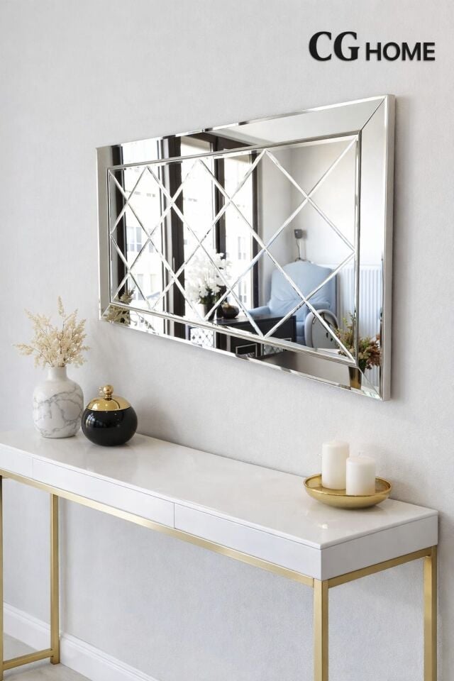 Dekoratif Ayna Baklava Desenli Ayna Bizoteli Ayna Salon Aynası Ofis Aynası Konsol Aynası