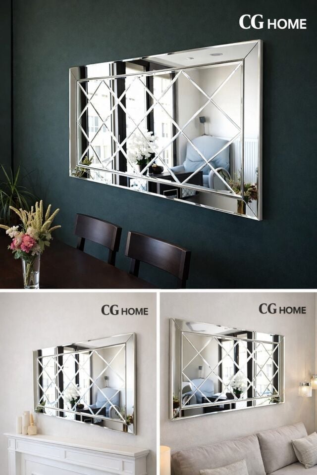 Dekoratif Ayna Baklava Desenli Ayna Bizoteli Ayna Salon Aynası Ofis Aynası Konsol Aynası