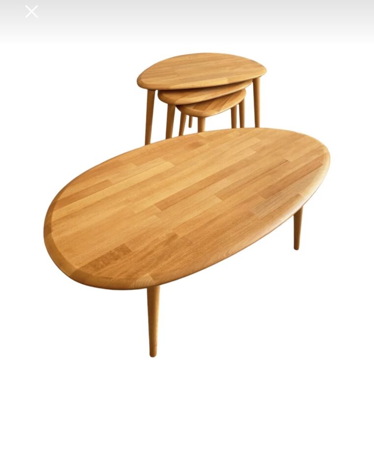 Damla Set Model İskandinav Masif Sehpa Kayın 3’lü Zigon Sehpa ve Orta Sehpa | Doğal Kayın Panel | Vernikli | Modern Tasarım