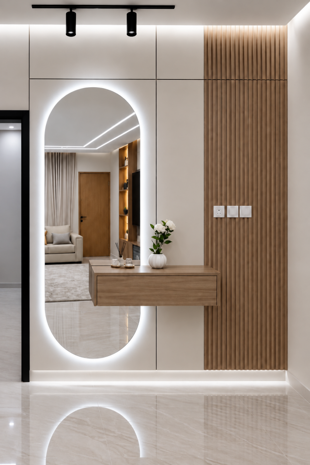 LED’li Boy Aynası – Işıklı Dekoratif Duvar Aynası, Yatay & Dikey Kullanım, Beyaz / Günışığı LED