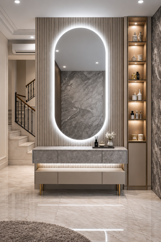LED’li Boy Aynası – Işıklı Dekoratif Duvar Aynası, Yatay & Dikey Kullanım, Beyaz / Günışığı LED